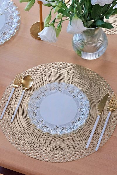 Glore Gold Gilded Glass Cake Plate Set for 6 People