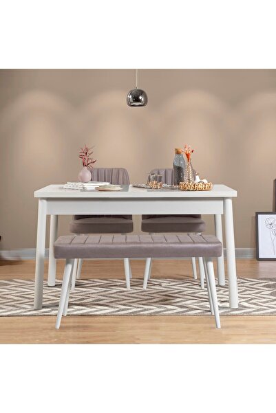 Uvi Collection Stormi Mutfak Sabit Masası Takımı Gri Soho 0701 Beyaz