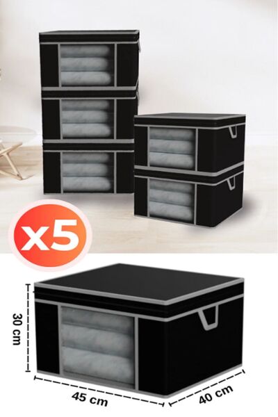 MasterCar Siyah 5 Adet Üst Kalite Pencereli Kıyafet Eşya Saklama Hurcu Baza Altı Depolama Hurcu Organizer