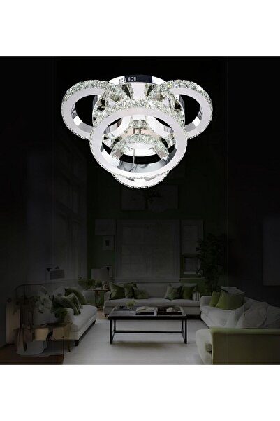 RONİSU AYDINLATMA Plato 4'lü Led Avize Plafonyer Taşlı Avize