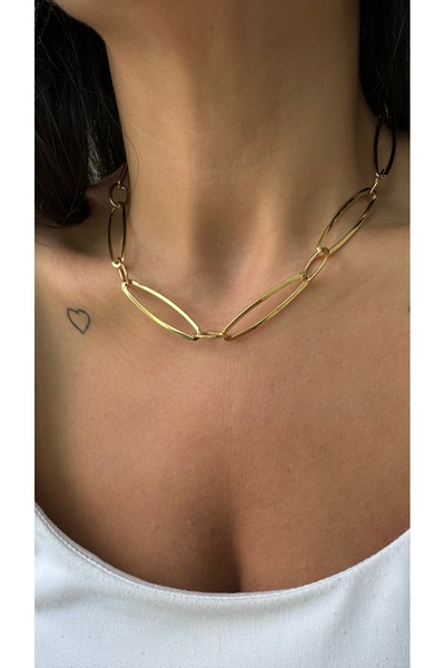 Vi store Çelik Oval Kolye