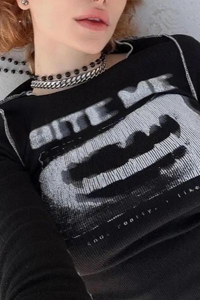 Carpe Long Sleeve Crop Bite Me
