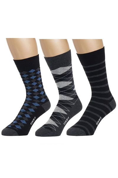 Ozzy Socks 3 ζευγάρια ανδρικές χτενισμένες βαμβακερές κάλτσες 4 εποχών χωρίς ραφές, ανθεκτικό κάλυμμα τακουνιού
