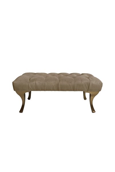 Ünüvar Konsept Puf Bench Bej - Gold Ayak