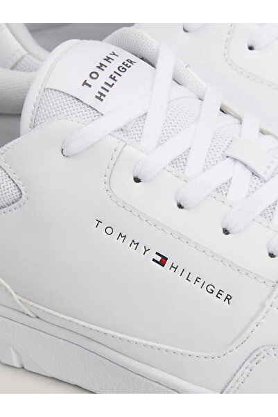 Tommy Hilfiger Erkek TH Essential Cleat Deri Basketbol Ayakkabısı - Beyaz