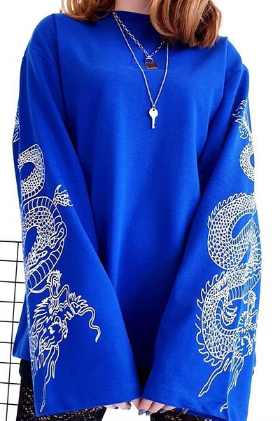 Carpe Hanorac unisex Dragon cu mânecă spaniolă albastră