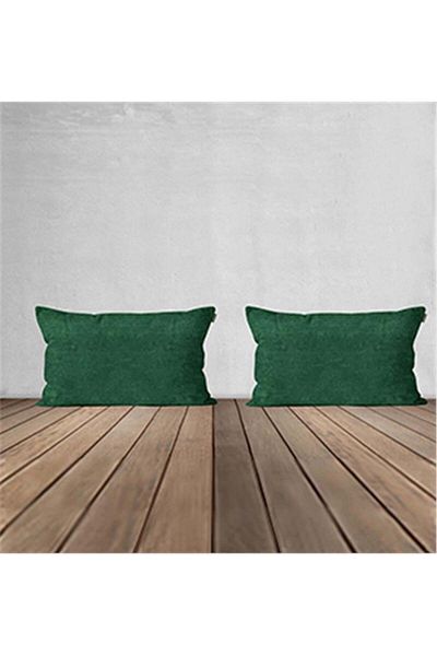 GOCCIA 2-Piece Velvet Textured Rectangular Throw Pillow Cover Green