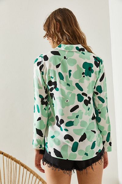 Bianco Lucci Leaf Patterned Big Viscose Women's Shirt -60101027