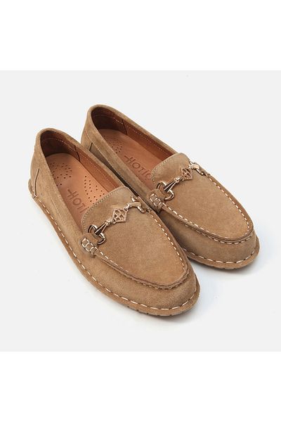 Hotiç Camel Colored Genuine Leather Women's Loafer
