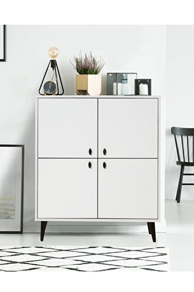 Uvi Collection City Multilüx Çok Amaçlı Dolap Beyaz Siyah Ayak