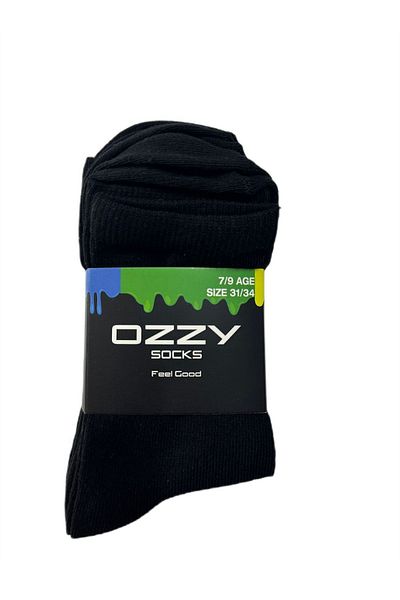 Ozzy Socks 5 чифта черни памучни детски дълги чорапи до глезена