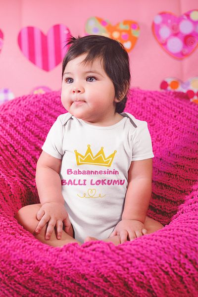 ADABEBEK Baby Bodysuit Snap Fastener Badi Grandma's Honey Delight Written Baby Girl Printed Snap Fastener Bodysuit 15649
