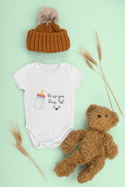 ADABEBEK Milk Printed Baby Bodysuit with Snap Fasteners - Everything's Head 20518