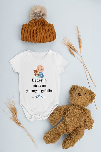 ADABEBEK Printed Snap-On Bodysuit for Baby Boy - Colorful, I'm Here to Eat Heritage Written 20507