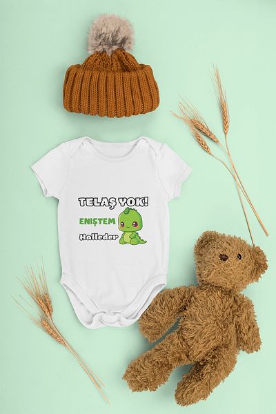 ADABEBEK Baby Boy Snap Body - Eniştem Handle, Text Print, 20527