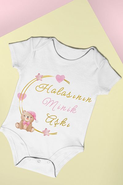 ADABEBEK Little Love Written Baby Girl Bodysuit - Bodysuit with Snap Fasteners, Printed 20394