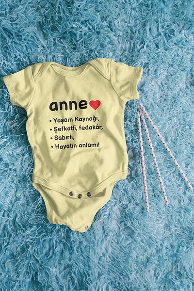 ADABEBEK Mother Printed Baby Bodysuit with Snap Fasteners - 10051