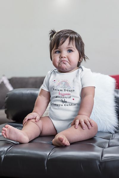 ADABEBEK Printed Snap-On Bodysuit for Baby Girl - Bodysuit Color, My Aunt's Bitanecik Love Written 20402