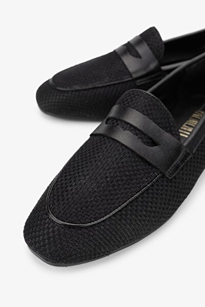 Valmenti Topy Kadın Siyah/Siyah Deri & Tekstil Loafer Ayakkabı