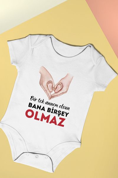 ADABEBEK Snap-On Printed Bodysuit for Baby - Bodysuit Patterned, Written "May You Be My Mother" 20516