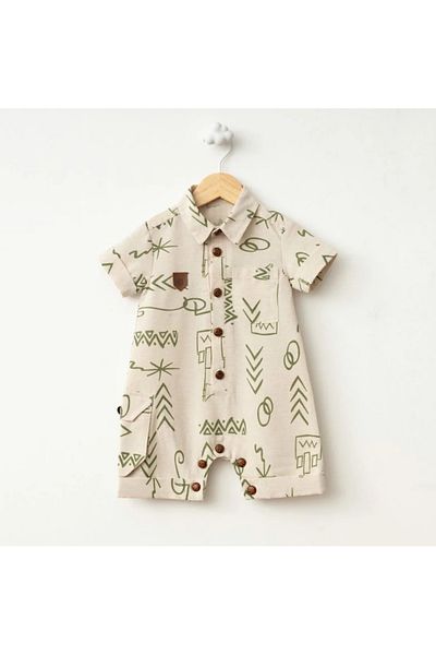 Baby Fou Green Ethnic Pattern Jumpsuit