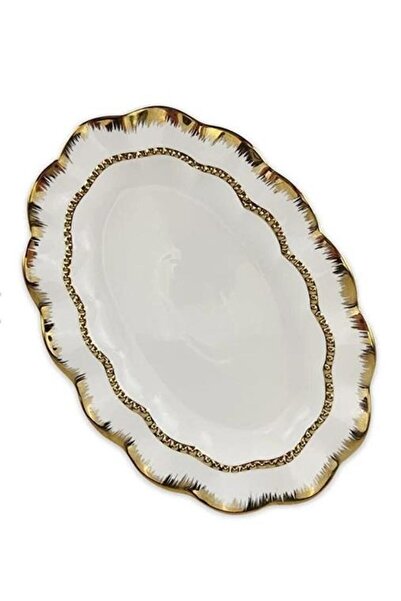 ROY KING Royking Diamond Oval Gold Küçük Sunum Tabağı 31x21x3,5 cm HS-148B