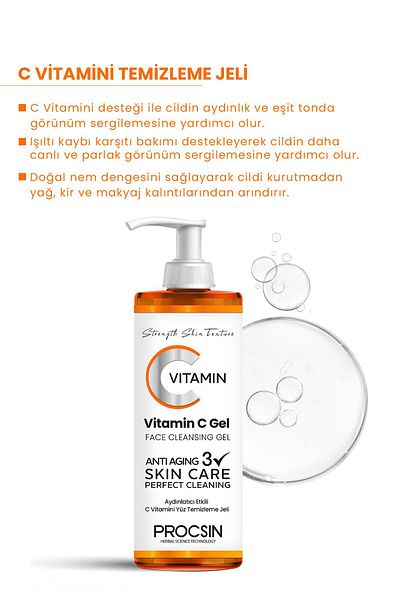 PROCSIN Brightening Effective Vitamin C Facial Cleansing Gel 150 ML