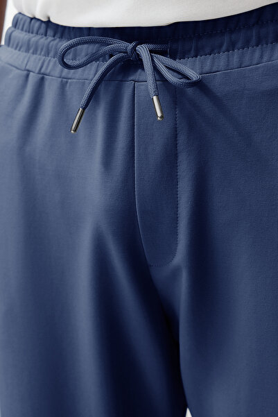 Trendyol Collection Pantaloni de trening bărbați Indigo oversize, confortabili, 100% bumbac TMNSS24AJ00001