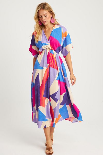Cool & Sexy HT108 modell duplasoros midi női ruha - több mintás