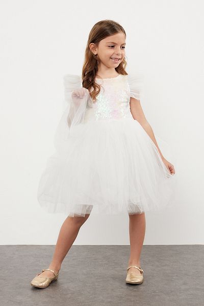 TRENDYOLKIDS Ecru Girls Születésnapi/Parti/Esküvői estélyi ruha Tutu TKDSS24EL00010
