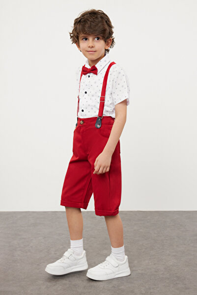 TRENDYOLKIDS Dečački set belih pamučnih košulja i kratkih pantalona - TKDSS24...