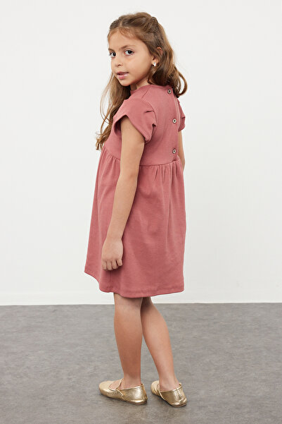 TRENDYOLKIDS Girl's Dried Rose Frilly Knitted Dress - TKDSS24EL00009