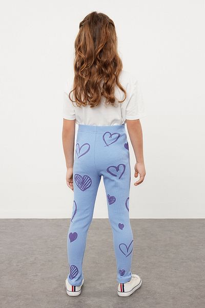 TRENDYOLKIDS Lilac Girl Heart Patterned Knitted Leggings Tkdss24Ta00004