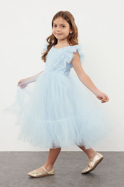 TRENDYOLKIDS Μπλε γυναικείο παιδικό φόρεμα γενεθλίων/πάρτυ/γαμήλιο βραδινό φόρεμα Tutu TKDSS24EL00011