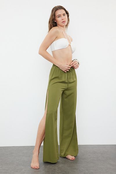 Trendyol Collection Khaki Woven Slit Beach Pants Tbess24Pl00013