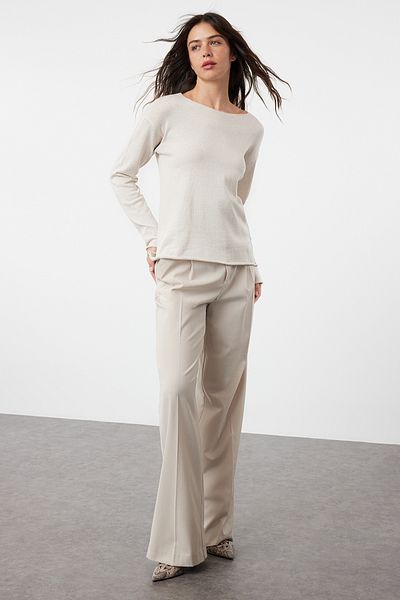Trendyol Collection Pulover subțire din tricotaje - Stone Bumbac, aspect transparent TWOAW25KZ00080