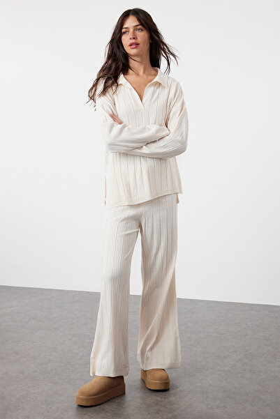 Trendyol Collection Széles formájú kő színű kötöttáru szett - TWOAW24AU00092