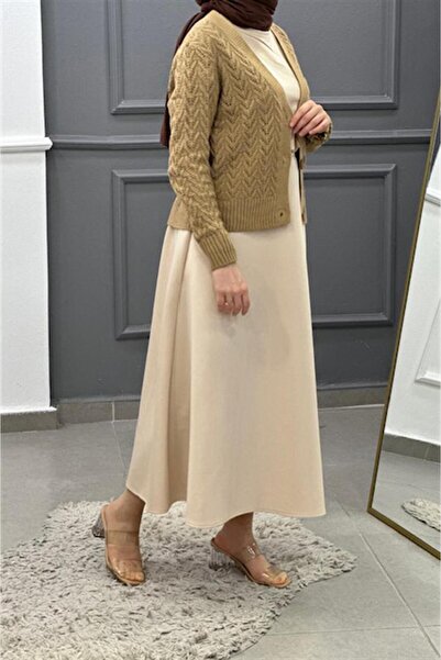 Ebrar Store Φούστα Skuba-LE2348 - Μπεζ