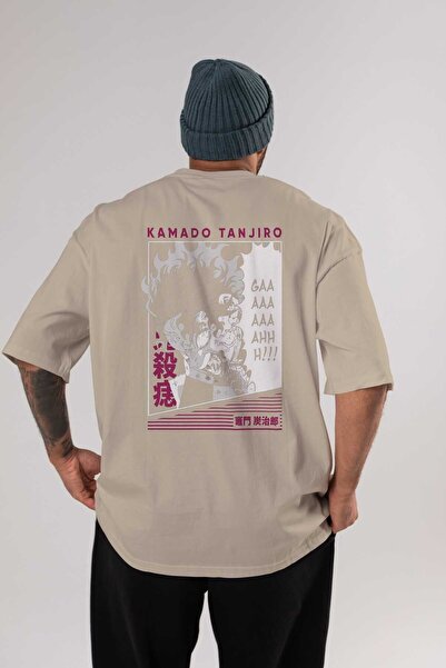 Ankhises TANJIRO KAMADO 3 Anime Leđa Štampano Bež Oversize kroj T-shirt 100% ...