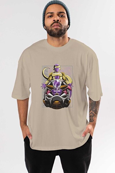 Ankhises DragonBall Freezer Anime Sa deznom Bež Oversize kroj T-shirt - Muška...