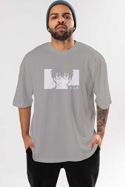 Ankhises Rei Kiriyama 3 Tricou supradimensionat gri cu imprimeu anime 100% bumbac Bărbați Femei