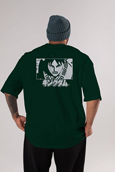 Ankhises Xin 1 Anime Back Štampano Emerald Green Oversize kroj T-shirt Pamuk ...