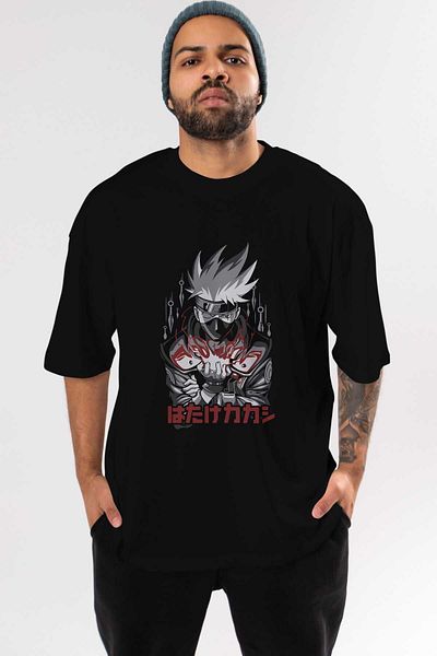 Ankhises Tricou supradimensionat negru cu imprimeu în față Anime Naruto 1 - Bărbați Femei