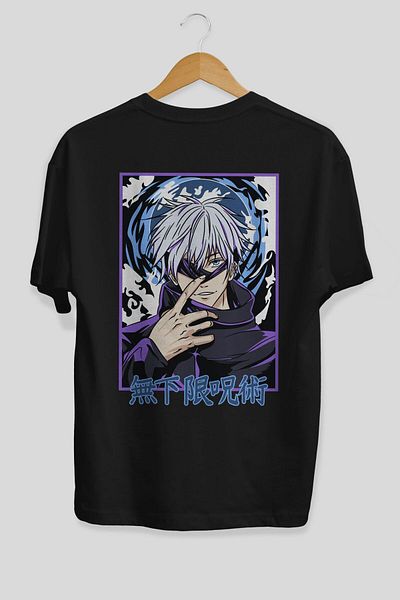 Ankhises SATORU GOJO 3 Tricou negru cu imprimeu pe spate Anime Bărbați Femei