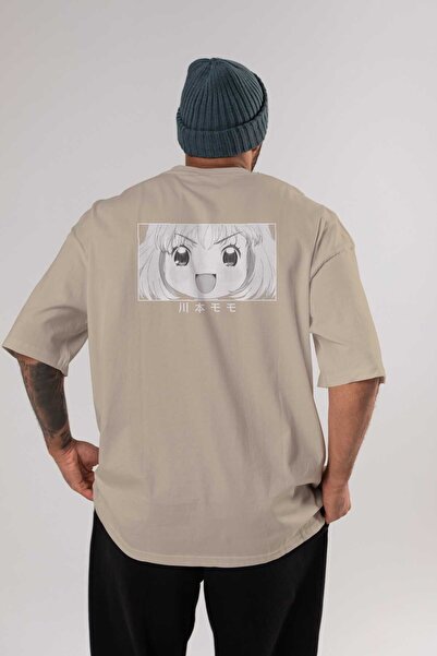 Ankhises Momo Kawamoto 1 Anime Leđa Štampano Bež Oversize kroj T-shirt 100% p...