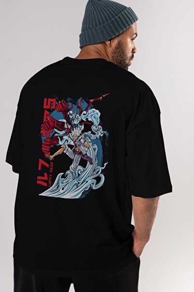 Ankhises MONKEY D. LUFFY GEAR5 2 Tricou negru cu imprimeu pe spate anime Bărb...