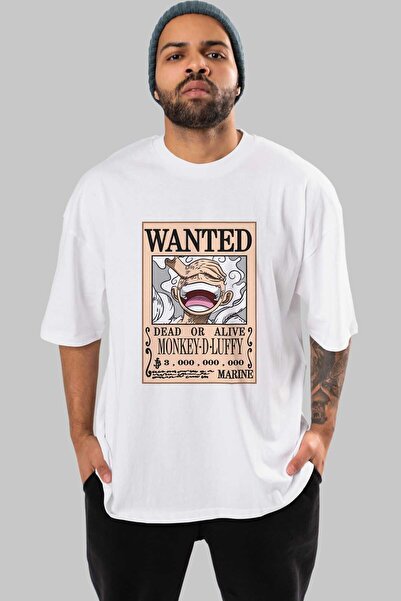 Ankhises CARTEL LUFFY GEAR 5 Tricou alb oversize cu imprimeu în față Anime Bărbați Femei