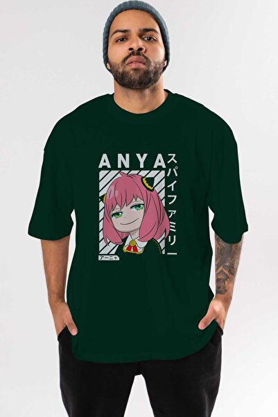 Ankhises Anya SPYX FAMILY Anime Front Štampano Emerald Green Oversize kroj T-...