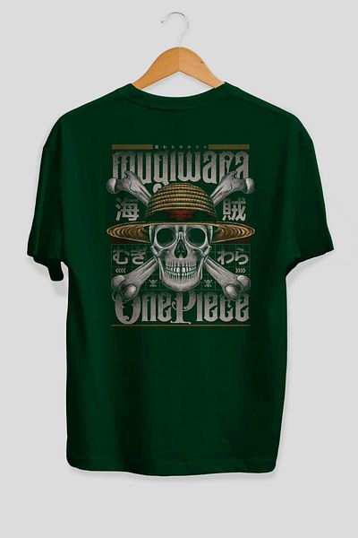 Ankhises ONE PIECE (2) Anime Back Printed Emerald Green Υπερμεγέθη μπλουζάκι βαμβακερό Ανδρικό Γυναικείο