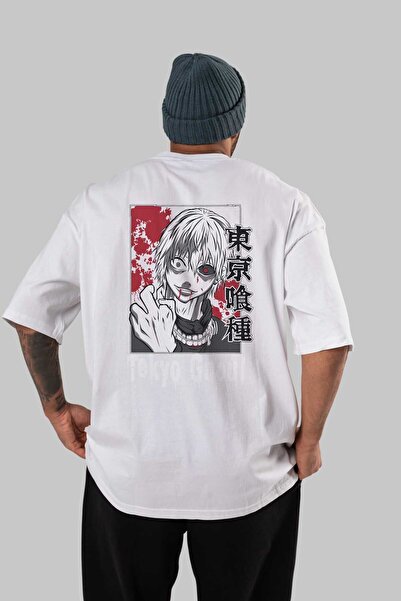 Ankhises Kaneki Ken TOKYO GHOUL Anime Tricou alb cu imprimeu supradimensionat...